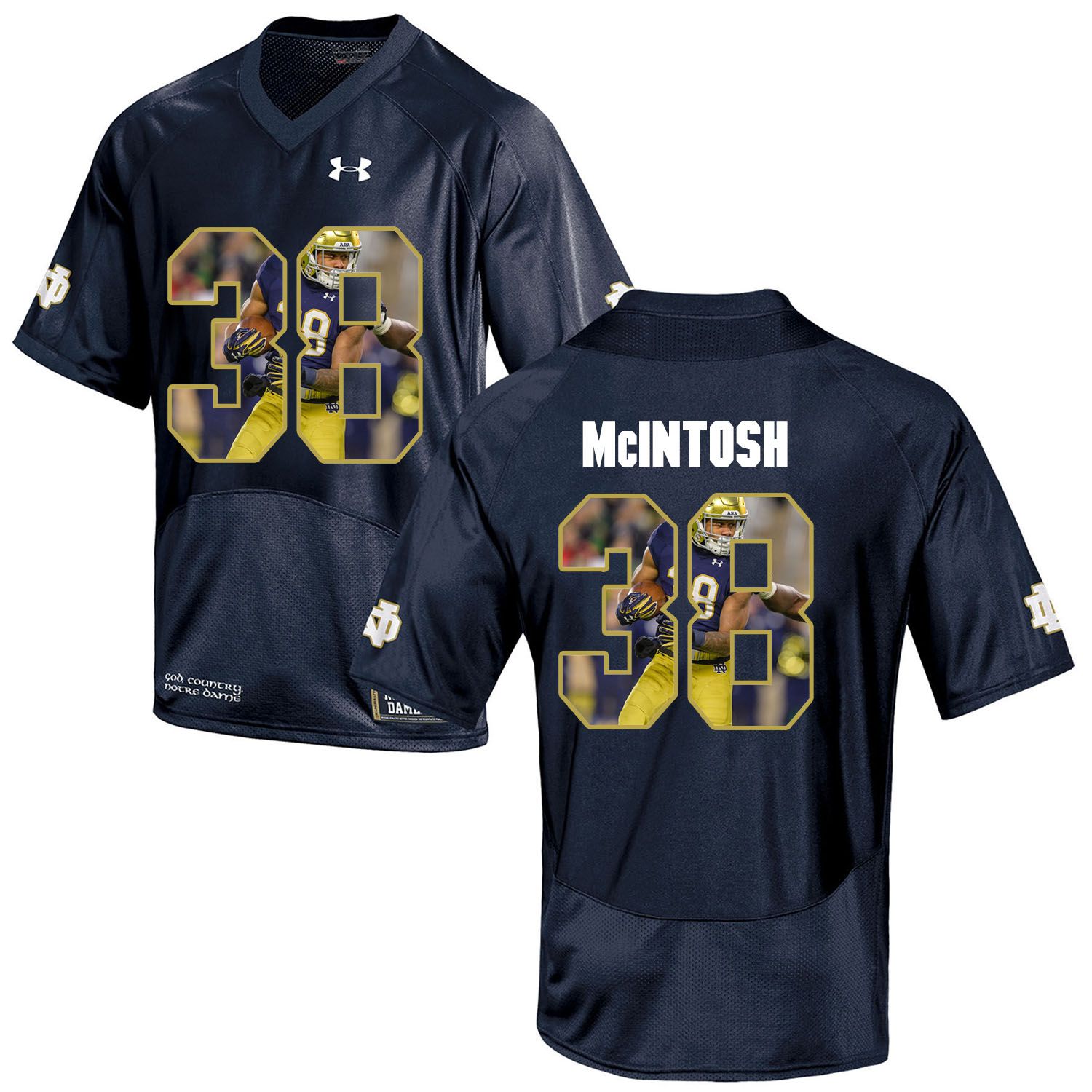 Men Norte Dame Fighting Irish 38 Mcintosh Navy Blue Fashion Edition Customized NCAA Jerseys